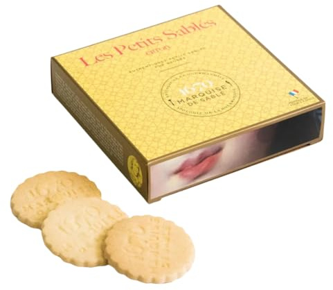 Marquise de Sablé | Biscotti di pasta frolla al burro con pezzetti di limone | Scatola regalo da 100 g | Ricetta francese originale del 1670 | Selezione 18 Carati