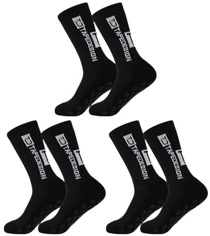 THQAE 3 Paires Chaussettes antidérapantes foot, Chaussettes Antidérapantes pour Football Basketball Trekking Yoga, Chaussette antidérapante foot Chaussette antidérapante Hommes et Femmes, Noir