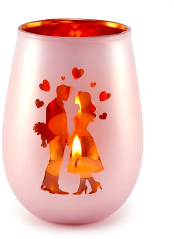 Romantic Glass Tea Light Holders for Valentine's, Tealight Candle Holders with Engraved Design, Ideal Wedding for Him or Her
