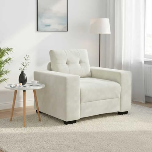 Runheo Fåtölj grädde 60 cm sammet, mysig relaxsoffa, vardagsrum sovrum möbler, bekväm loungesoffa, robust design, hög komfort