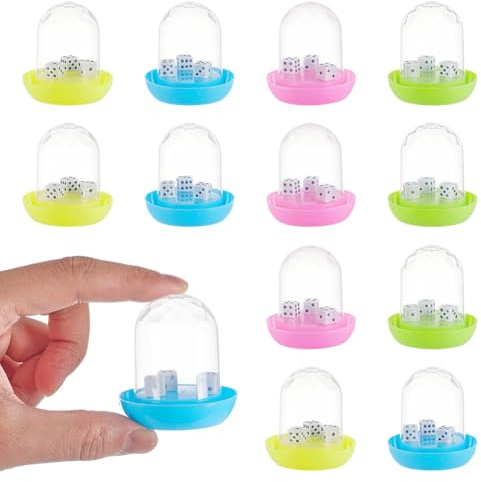 UNICRAFTALE 20Pcs Mini Dice Cup Set Transparent Dice Shaker with Lids Colorful Dices Cups Dices Shaker Cups for Bar Party Board Games Accessories 5x5.3cm