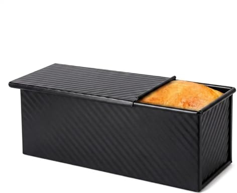 1 000 g bröd bakform med lock, lådform, kaka, rektangulär kakform, fyrkantig, lådform, brödbakformar, rostat bröd, bakform, pullman bröd, kakor, bakverk (32 x 12 x 11 cm, svart)