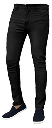 Mad Ink Mens Denim Super Stretch Skinny Slim FIT Jeans All Waist & Leg Sizes (30W X 32L, Black)