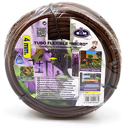S&M Microtubo flessibile 4 x 6 mm marrone 25 metri irrigazione a goccia