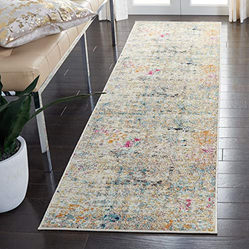 SAFAVIEH Tappeto Boho per Soggiorno, Sala da pranzo, Camera da letto - Madison Collection, A Pelo Corto, Grigio e oro, 66 x 244 cm