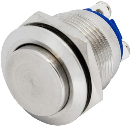 Lumonic bouton poussoir en acier inox bombé 16mm diamètre Bouton I Dimensions: borne à vis 250V 3A I Résistant au vandalisme norme IP65