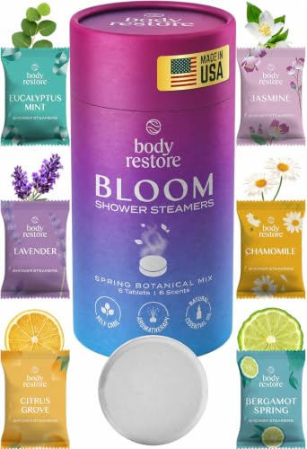 Body Restore Shower Steamers Aromatherapy 6 Pack – Mothers Day Gifts for Mom, Birthday Gifts for Women, Relaxation Stress Relief Self Care – Bloom