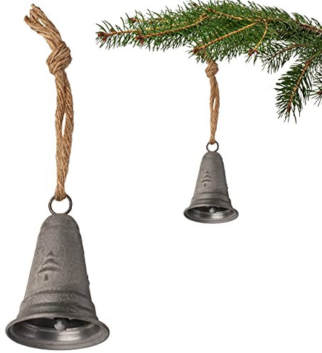 alles-meine.de GmbH 6 Stück Metall Glocken/Klingeln - 11 cm - wetterfest - Winter & Weihnachten - zum Aufhängen & Hintellen - Deko - Glöckchen Klocken Jingle Bells Glocken Sc..
