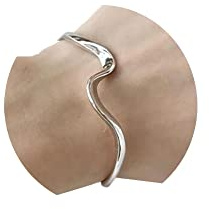 FUTIMELY Silver Bangle Bracelet for Women Wave Beach Bracelet Adjustable Open Cuff Bangle Bracelet for Women Stainless Steel Bracelet (wave)