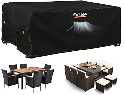 Enzeno Set di coperture per mobili da giardino, impermeabili, per sedie da pranzo e tavolini da caffè, rettangolari, resistenti alle intemperie, per esterni, 213 cm di lunghezza x 111 cm di larghezza