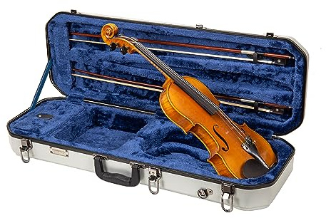 Crossrock 4/4 size Violin Case | ABS Molded Hardshell with Interior Compartment, 2 Bow Holders, Security Lock, and Detachable Straps-Silver (CRA860VFSL)