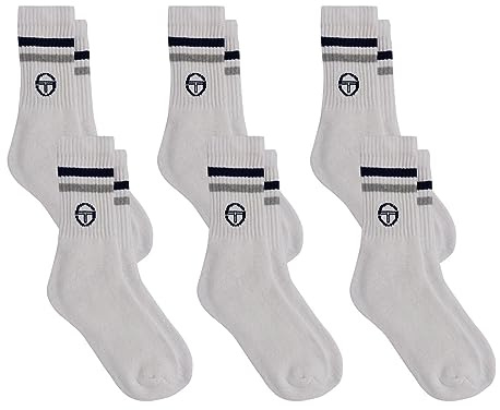 Sergio Tacchini Calzini da Uomo Tennis Pacco da 6 paia Bianco 43/46