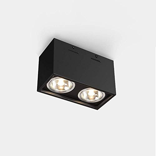 Plafonnier monté en surface angulaire rotatif noir Projecteur de plafond LED COB ultra-lumineux Double tête carrée Magasin de vêtements Plafonnier Hall d'exposition commerciale Éclairage Downl ( Color