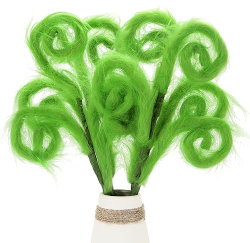 4 Pieces Green Furry Christmas Picks 17 Furry Spiral Curly Sprays Elf Ornaments Stems for Christmas Tree Topper Filler Branches Home Office Holiday Party Decorations Gifts (Green)