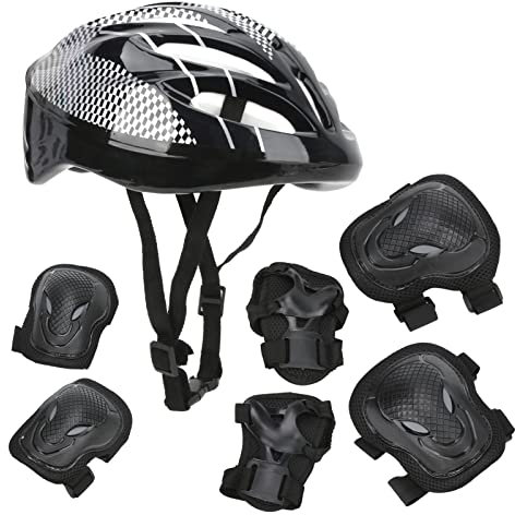 Topyond Juego De Equipo De Protección para Patinaje sobre Ruedas para Adultos, Rodilleras, Coderas, Casco, Muñequeras para Monopatín, Patinaje En Línea, Hockey, 7 Uds.