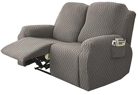 FBKPHSS Doppelsitz Relaxsessel Sesselbezug Stretchhusse, Massageliegestuhl Relaxsessel Bezüge Elastisch Sesselschoner Mit Elastischem Boden,Taupe,Double seat