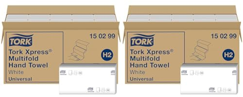 Tork Xpress Multifold Papierhandtücher 150299 - H2 Universal Falthandtücher für Handtuchspender - mehrfach gefaltet, 2-lagig, weiß - 20 x 237 Tücher (Packung mit 2)