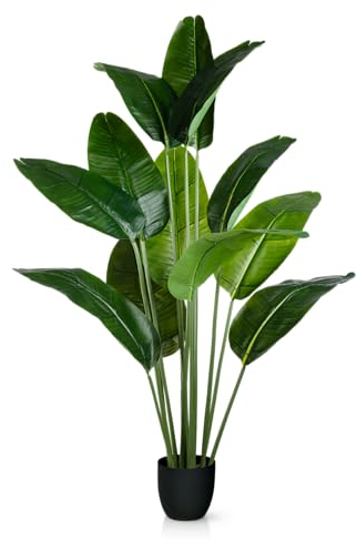 PASCH® Bananenbaum Kunstpflanze groß (160 cm) - Langlebig & Naturgetreu | Kunstpflanzen groß | Künstliche Pflanzen groß | Palme künstlich | Künstliche Palme | Kunstbaum für natürliches Ambiente