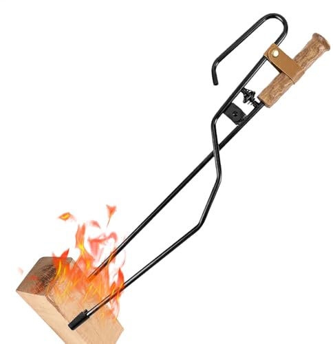 Pinzas para leña de fuego, pinzas duraderas para chimenea, atizador de hogueras y varilla de soplador para hogueras, hogueras y estufas de leña, herramienta resistente para exteriores para mover