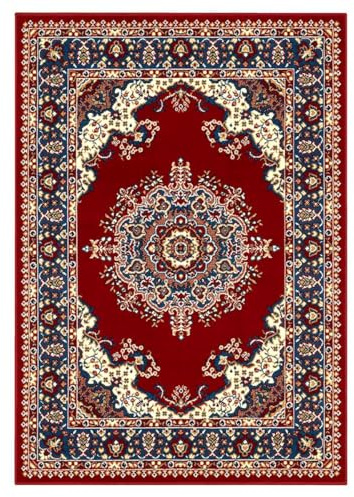 Alfombra oriental económica de estilo persa clásico, para salón y dormitorio 4480 rojo 180x270 cm