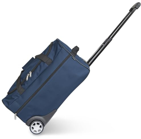 KINSTON Bolsa de Viaje Tipo Trolley Negra – Bolso con Ruedas y asa telescópica, Compartimento Principal Amplio y Bolsillo Lateral con Cremallera – Equipaje de Mano Ideal para Viajes y Fines de Semana