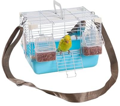 Jaula para loros, ligera caja de transporte para animales pequeños con bandeja extraíble, con bandeja extraíble y asa, para visitas al médico de aves y suministros de animales