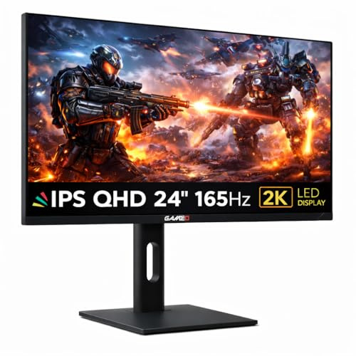 24 Inch Gaming Monitor, 2K QHD 2560×1440 165Hz, Fast IPS Computer Monitor, 1ms MPRT, HDR Ready, 94% sRGB, Adaptive Sync, HDMI 2.1 & DP 1.4, Adjustable Stand, VESA, G Series VisionPro 24QHD165IPS