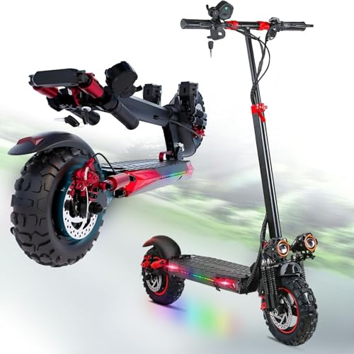 Electric Scooter,Electric Scooters Adult, 28-31miles Range, 48V 18Ah Battery, 11 All Terrain Offroad E Scooter, Dual Suspension Dual Disc Brake Folding ElectricScooter 150 kg Load