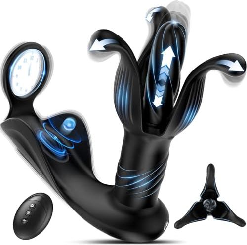 Prostate Massager Anal Sex Toys for Male, Butt Plug Vibrator for Men, Adult Anal Plug with 9 Vibrating Flapping Thrusting Remote Control Cock Ring Vibrator