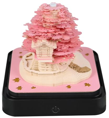 Asixxsix Calendario de Arte 3D 2026, Casa del árbol, Obra de Arte de Escultura de Papel de Construcción Rasgada a Mano, Calendario de Piezas de Tiempo Creativo, árbol Mágico (PINK)