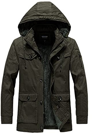 Vattentät vinterjacka för män – varm lång parkas med huva, vindtät dunrock med fleecefoder, utomhus höst och vinter ytterkläder vindtät ytterkläder kappa med avtagbar huva