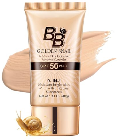 BB Cream LSF 50+, Gold Snail BB Creme mit Sonnenschutz, Moisturizing Tinted Sunscreen mit Medium Deckkraft, Feuchtigkeitsspendend & Öl-Kontrolle Foundation für Natürlich Finish, Wasserfest & Langlebig