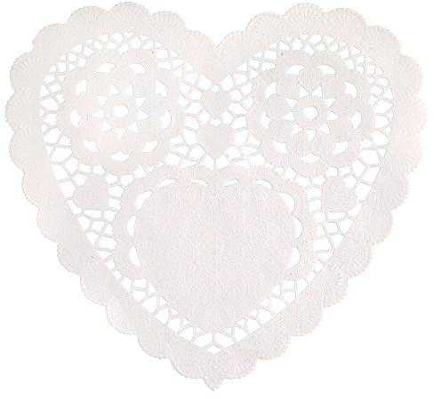 Unique Party 62897 15 cm bianco cuore centrini di carta, confezione da 30