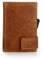 SecWal Kartenetui mit Münzfach Druckknopf (Cognac Braun)