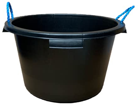 KetoPlastics 65 Litre Black Heavy Duty Plasterers Mixing Cement Muck Water Tub/Bucket Storage Bucket with Rope Handles