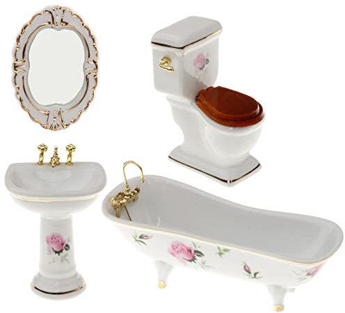 Milageto 4X Scala 1:12 Miniature Dollhouse Porcellana Vasca da Bagno Mobili da Bagno Giocattoli