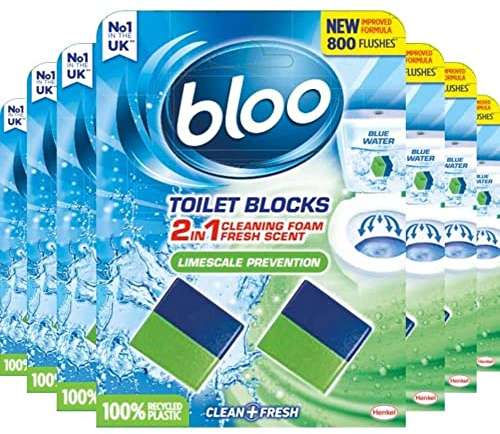Bloo New Toilet Blocks, Pack of 14, Toilet Limescale Remover Cistern Block, Toilet Cleaner Block with Cleaning and Foaming Action, Toilet Fresheners - Limescale Prevention