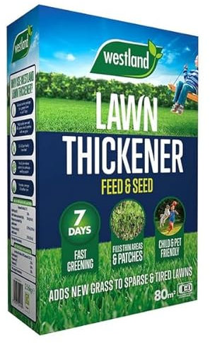 Aftercut Lawn Thickener Feed and Seed All Seasons Fertiliser Child and Pet Save Fill Thin Areas Cover 80m²