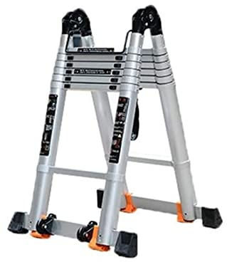Dachbodenleiter, Aluminium, Teleskopleiter, zusammenklappbar, tragbar, faltbar, Teleskopleiter, Fischgrätenmuster, Klappleiter für Zuhause, Dachboden, Büro, Wandmontage