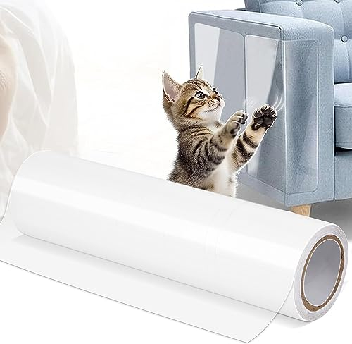 Katzen Kratzschutz Folie, Kratzschutz für Katzen, Selbstklebend Kratzschutzfolie Transparent, Kratzfolie Anti Kratz Tape für Möbel Couch Sofa Wand Tür Schutz(20 cm x 3 m)
