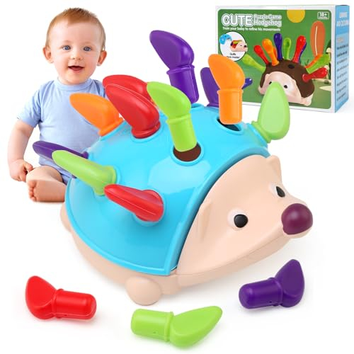 TonStyle Steckspiel ab 1 Jahr, Igel Montessori Spielzeug Baby ab 1-3 Jahr, Motorikspielzeug Geschenke für Kinder ab 18 Monate 1 2 3 Jahren, Jungen und Mädchen