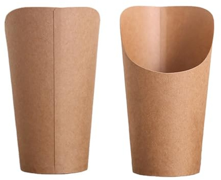 50 piezas Taza Papel Kraft Taza Papel, Envases Aperitivos Vasos Papel Kraft, Tazas de Charcutería, Soporte para Patatas Fritas Kraft, Tazas de Papel Kraft para gofres de patatas fritas