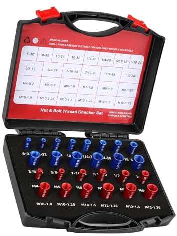 Boîte de Contrôle de Filetage d'écrou et de Boulon, Boîte à Outils d'identification de Boulon et d'écrou, Jauges Mâles et Femelles, 26 Pièces