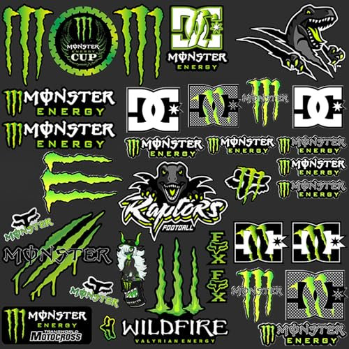Motorrad Sticker,Motorradhelm Aufkleber,Auto Sticker,Monster Energy Aufkleber,Hochwertige Sticker für MotorräDer, Skateboard, Auto Und GeläNdemotorräDer (Dinosaurier)