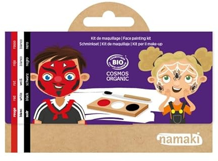 Palette trucco per bambini Halloween – Devil & Spider – 3 colori (rosso, bianco, nero) – ipoallergenico e cosmo biologico Namaki
