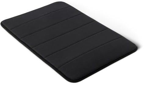 Amazon Basics Memory Foam Bath Mat, Extra Soft, Absorbent and Fast Dry Washable Rug for Bathroom, 43 x 61 cm, Black