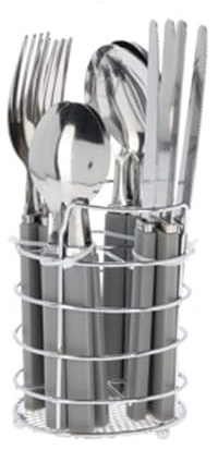 Well Home Juego de 17 Cubiertos en Soporte - Acero Inoxidable con Mango de PP