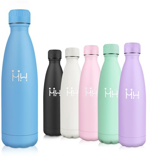 Motswedi Borraccia Termica, 0.5L 18/8 Acciaio Inox, Bottiglia Termica, Senza BPA, Borraccia Acciaio Inox, 12 Ore/Freddo 24 Ore, Borraccia per Scuola, Sport, Campeggio, Yoga, Palestra, Azzurro Cielo
