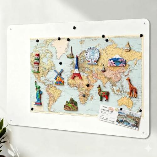 Lavagna magnetica bianca, grande parete magnetica da viaggio, 50 x 100 cm, bacheca magnetica per cucina, ufficio, cameretta dei bambini, per alloggiare magneti turistici