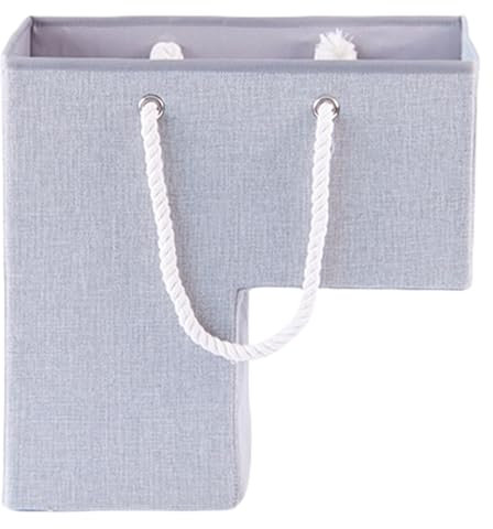 Panier d'escalier avec poignées, support à linge et jouets pliable en forme de L pour tapis et marches en bois